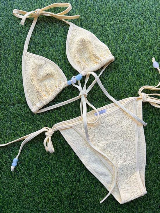  훈자 지 비키니 수영복 훈자 G 지나 트라이앵글 비즈 비키니 세트 버터 - HUNZA G