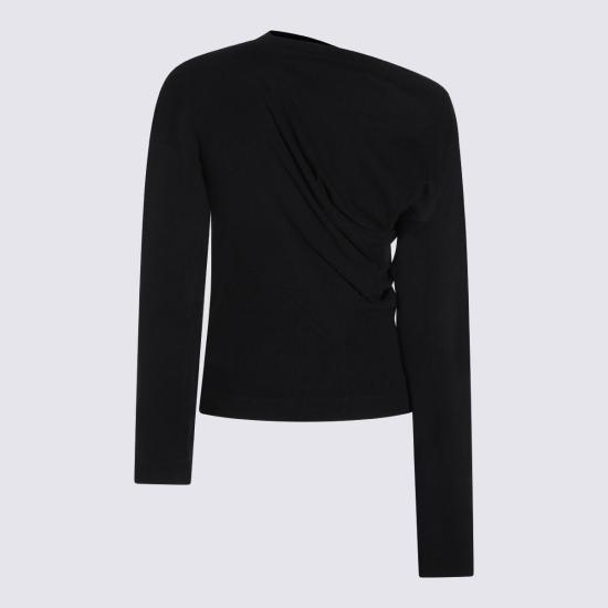  비비안웨스트우드 스웨터 비비안 웨스트우드 비대칭 드레이프 오프숄더 크롭  블랙 - VIVIENNE WESTWOOD