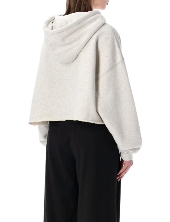  골든구스 스웨터 골든 구스 스타 크롭 후드 스웨트셔츠 빈티지 그레이 멜란지 - GOLDEN GOOSE