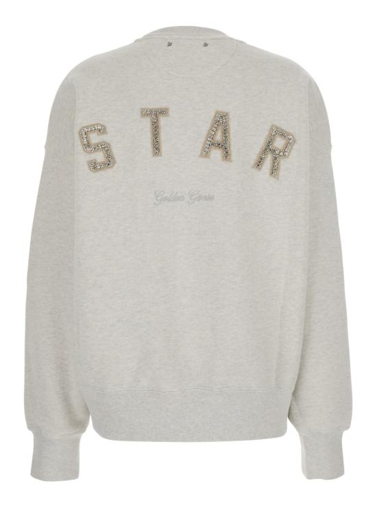  골든구스 스웨터 골든 구스 크리스탈 디테일 스타 오버사이즈 크루넥 더블 레이어 디스트로이드 워싱 스웨트셔츠 그레이 - GOLDEN GOOSE