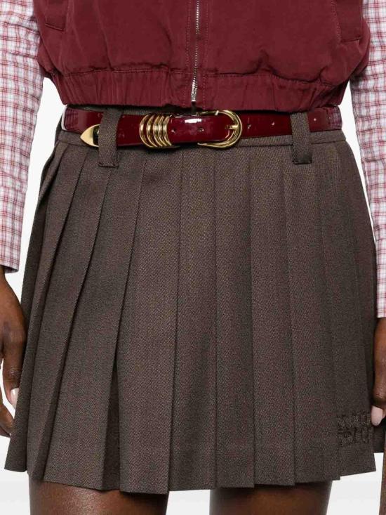 26SS 미우미우 플리츠 커버 패브릭 미니스커트 MG2348SOOO180RF0324 Brown - MIU MIU