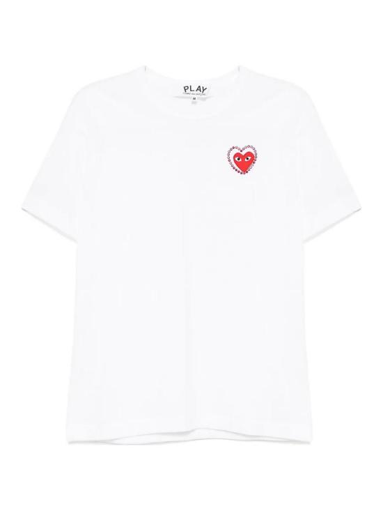 26SS 꼼데가르송 반팔 티셔츠 AXT802051WHITEXRED