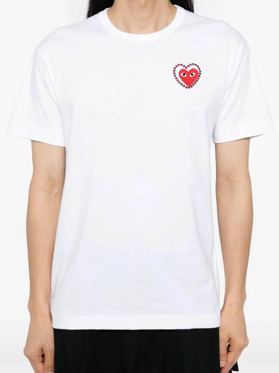 26SS 꼼데가르송 반팔 티셔츠 AXT802051WHITEXRED - COMME DES GARCONS