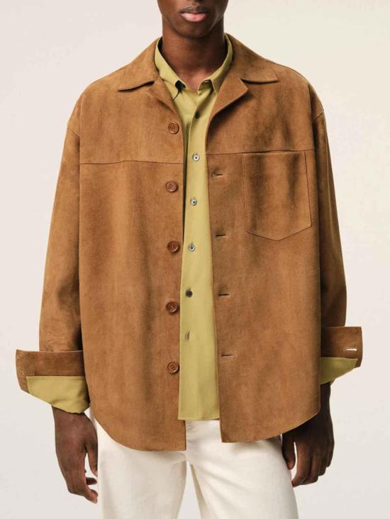 26SS 아미 고트 레더 버튼 오버셔츠 USH826LH0059236 Brown - AMI