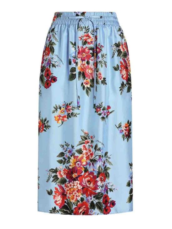 26SS 돌체앤가바나 플라워 부케 미디 스커트 F4DCGTIS11IHC5ZO Blue - DOLCE & GABBANA