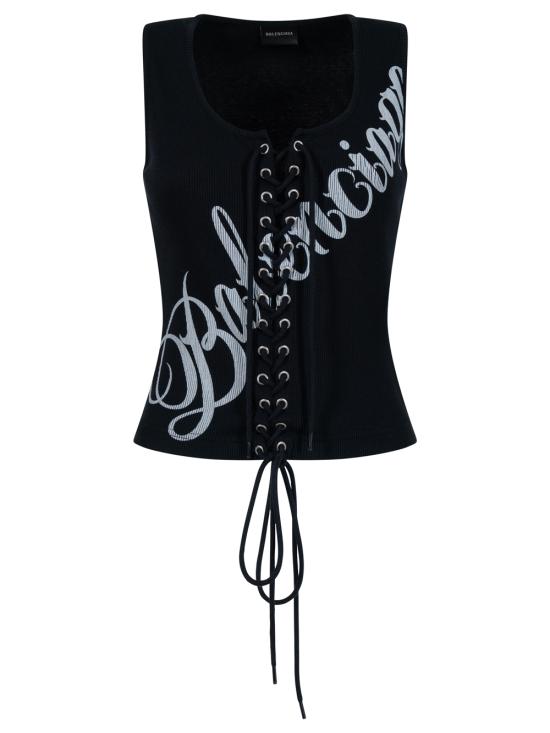 26SS 발렌시아가 민소매 티셔츠 858152 TTVO2 1070 BLACK WHITE