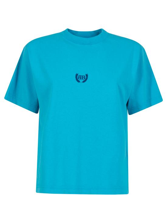 26SS 발렌시아가 로렐 클래식 미디엄 핏 티셔츠 850990 TSVC9 3515 AZURE NAVY