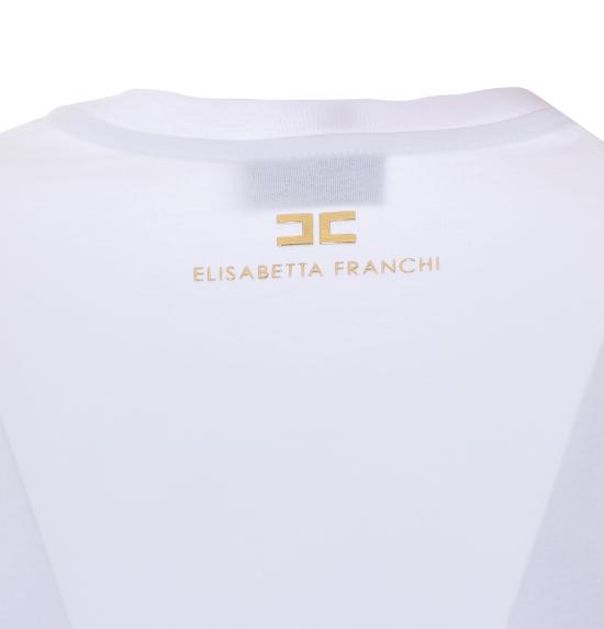 26SS 엘리자베타프랜치 반팔 티셔츠 MA01161E2 270 White - ELISABETTA FRANCHI