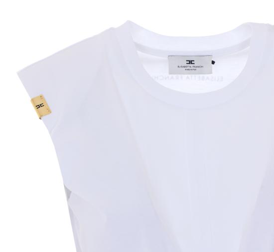 26SS 엘리자베타프랜치 반팔 티셔츠 MA01161E2 270 White - ELISABETTA FRANCHI