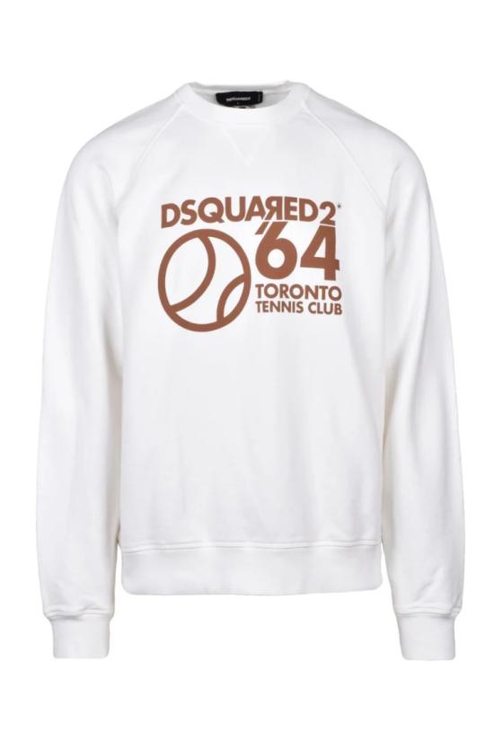 25SS 디스퀘어드2 탑 면 크루넥 스웨트셔츠 - 화이트