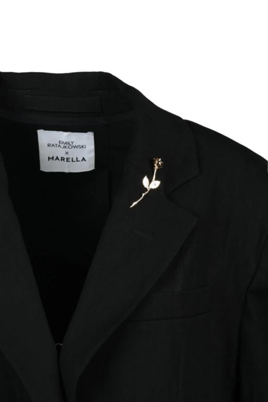  Ratajkowski X Marella 수트 자켓 린넨 비스코스 블레이저 - 블랙 - EMILY RATAJKOWSKI X MARELLA