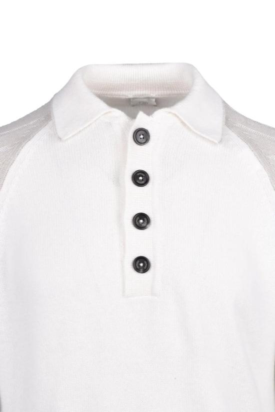  일레븐티 폴로 티셔츠 캐시미어 니트 폴로 셔츠 - 화이트/베이지 - ELEVENTY