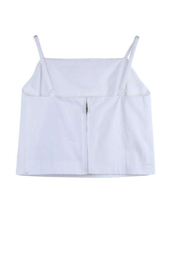 25SS 스포트막스 민소매 티셔츠 지퍼가 달린 크롭 코튼  - 화이트 - SPORTMAX