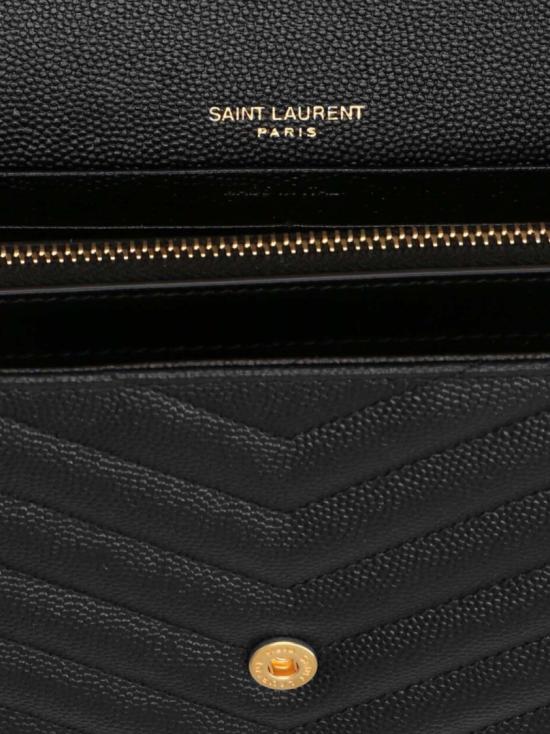 26SS 생로랑 레더 카산드라 체인 월렛 377828BOW011000 Black - SAINT LAURENT