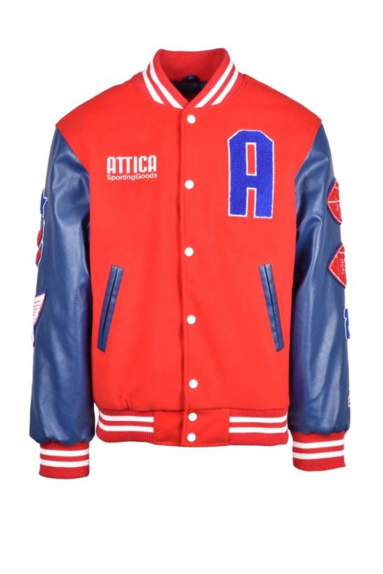  Attica Sporting Goods 봄버 자켓 대학 재킷 - 파란색/빨간색