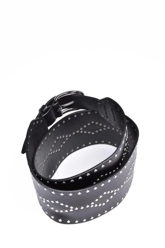  이자벨마랑 와이드 벨트 은색 장식 스터드가 박힌 검은색 가죽 - ISABEL MARANT