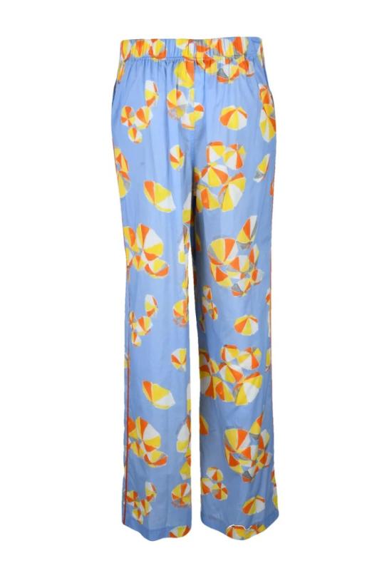 25SS 모스키노 스트레이트 팬츠 하이웨이스트  - 아줄/옐로우 - MOSCHINO