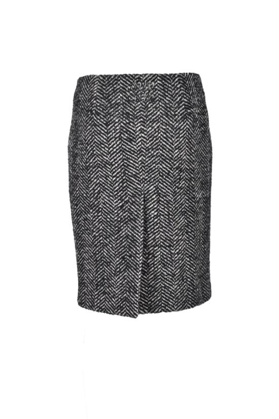  미우미우 미디 스커트 울  - 블랙/화이트 - MIU MIU