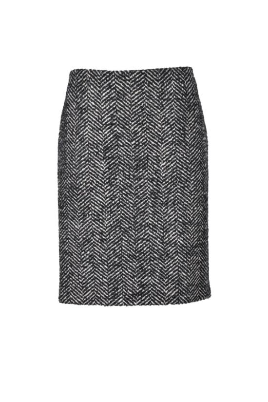  미우미우 미디 스커트 울  - 블랙/화이트