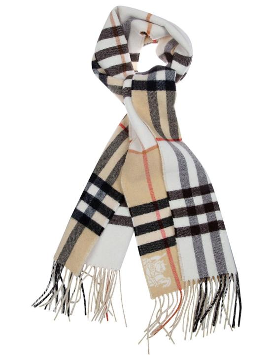 26SS 버버리 콘트라스트 체크 캐시미어 스카프 8113922 A2021 Grey - BURBERRY