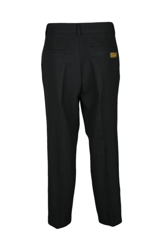 25SS 베르사체 스트레이트 팬츠 클래식한 허리밴드가 있는 맞춤형 블랙 - VERSACE