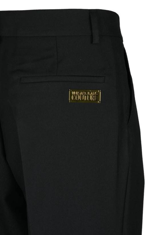 25SS 베르사체 스트레이트 팬츠 클래식한 허리밴드가 있는 맞춤형 블랙 - VERSACE