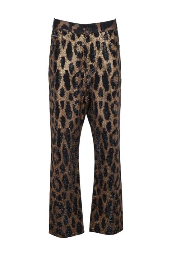  필립 플레인 데님 5포켓 청바지 - 레오파드 프린트