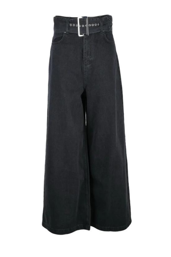  아니예 바이 데님 하이웨이스트 와이드 레그 블랙 진