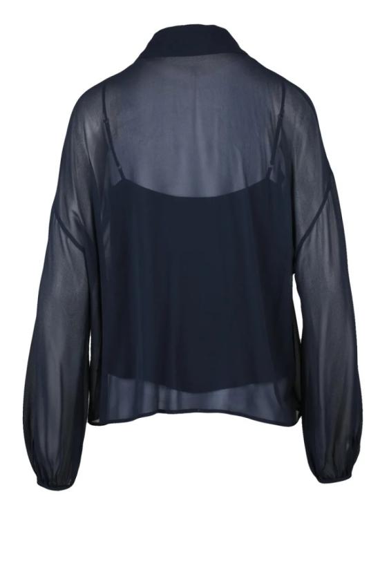 25SS 막스마라 긴팔 티셔츠 발다이 시폰 블라우스 - 블루 - MAX MARA
