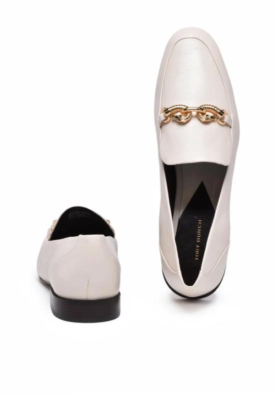 25SS 토리버치 플랫 슈즈 가죽 로퍼 - 크림색 - TORY BURCH