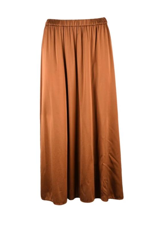  포르테포르테 롱 스커트 긴 새틴  - 갈색