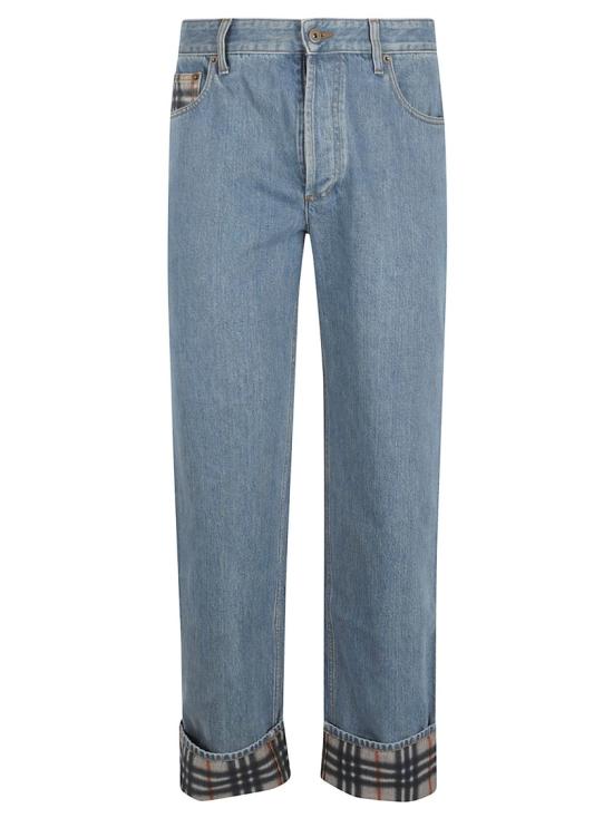 26SS 버버리 스트레이트 체크 턴업 진 8116361 A1322 Blue