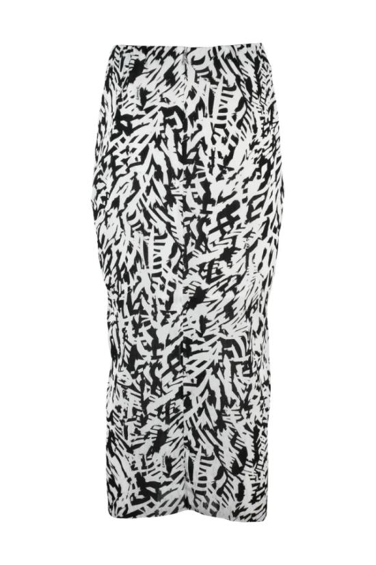  파트리지아페페 롱 스커트 보일 소재의 슬릿 미디  - 화이트/블랙 - PATRIZIA PEPE