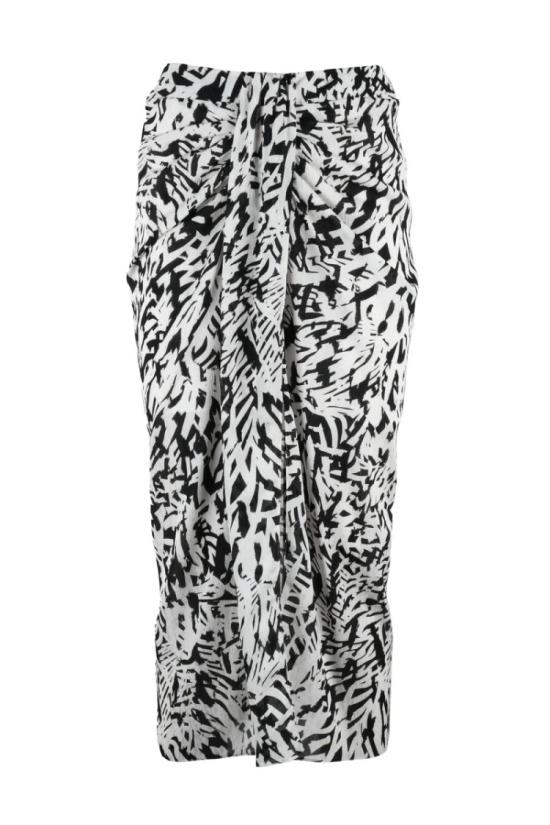  파트리지아페페 롱 스커트 보일 소재의 슬릿 미디  - 화이트/블랙