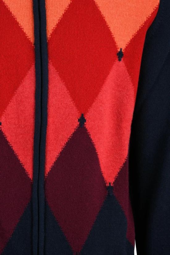  하위코 집업 니트 캐시미어 지퍼 가디건 레드/오렌지 - HAWICO