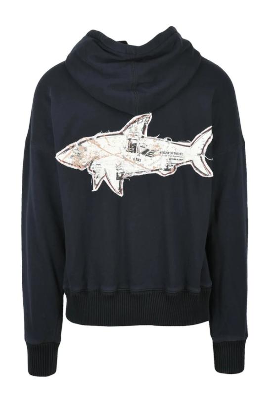  폴앤샤크 탑 회색 크롭 후드티, 대조적인 색상의 조임끈 포함 - PAUL & SHARK