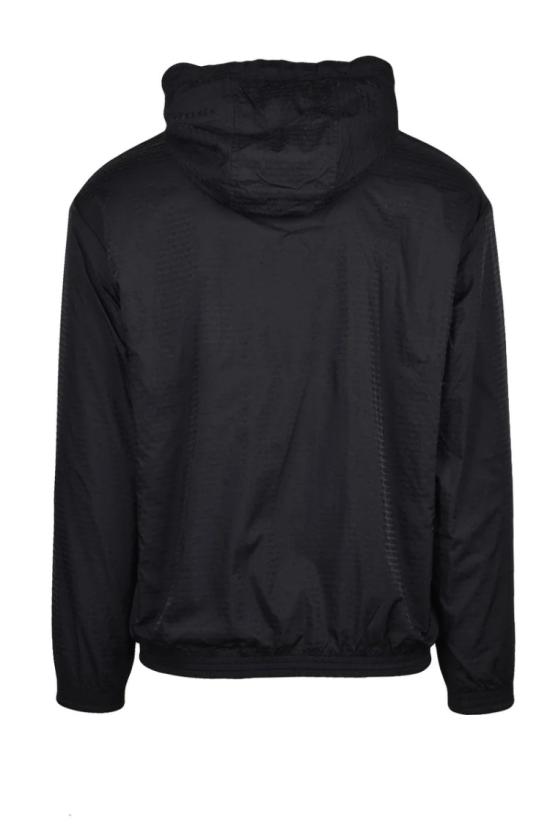 엠포리오 아르마니 후드 티셔츠 면 엘라스테인 지퍼 스웨트셔츠 - 블랙 - EMPORIO ARMANI
