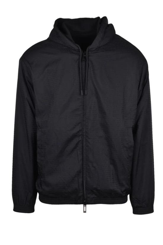  엠포리오 아르마니 탑 면 엘라스테인 지퍼 스웨트셔츠 - 블랙