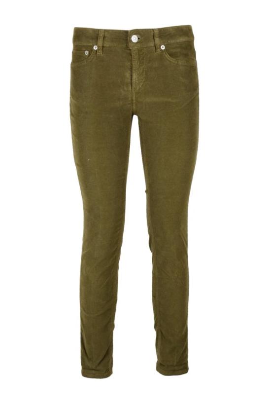  돈답 데님 먼로 벨벳 스트레치 팬츠 - 올리브 그린