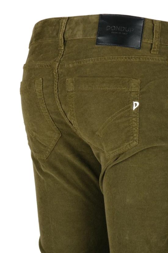  돈답 데님 먼로 벨벳 스트레치 팬츠 - 올리브 그린 - DONDUP