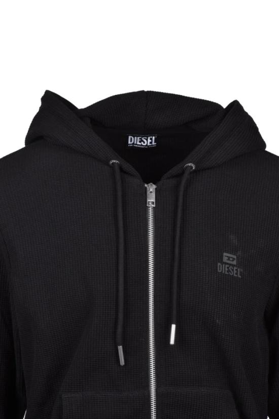  디젤 탑 지퍼 후드티 - 블랙 - DIESEL