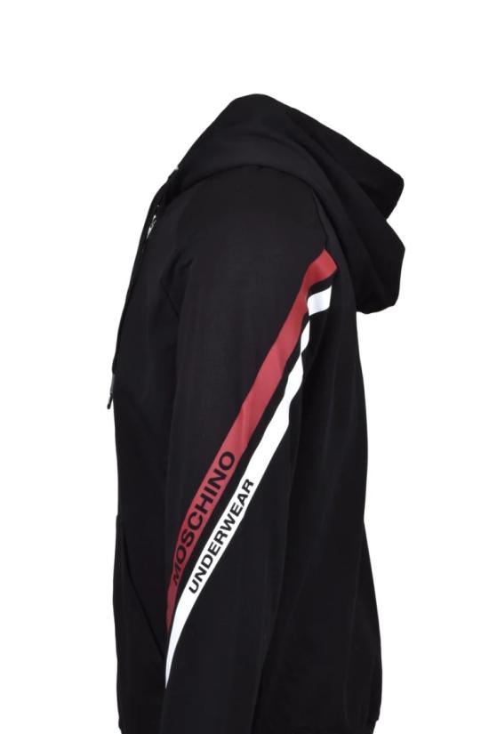  모스키노 탑 언더웨어 지퍼 후드티 - 블랙 - MOSCHINO