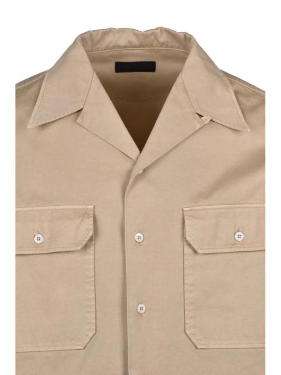 25SS 프라다 긴팔 셔츠 스트레이트 오버사이즈 코튼  - 카키색 - PRADA