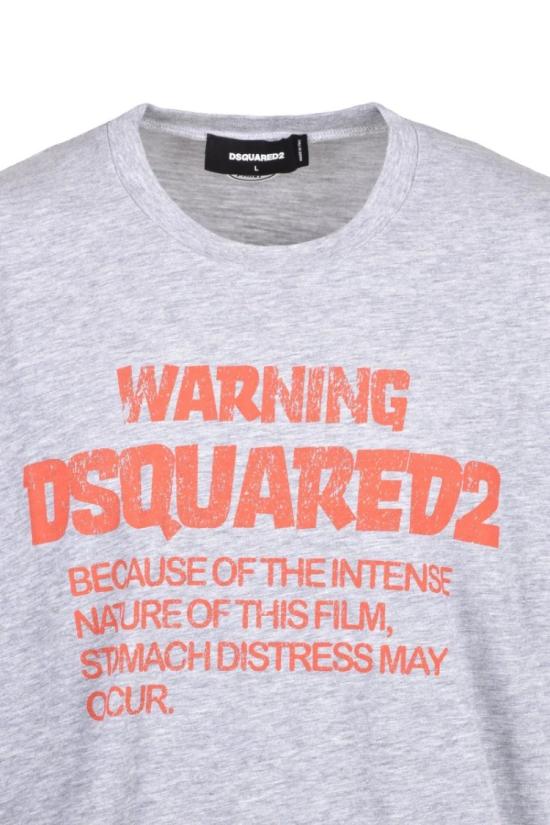  디스퀘어드2 반팔 티셔츠 면/비스코스 혼방 티셔츠 - 회색 - DSQUARED2