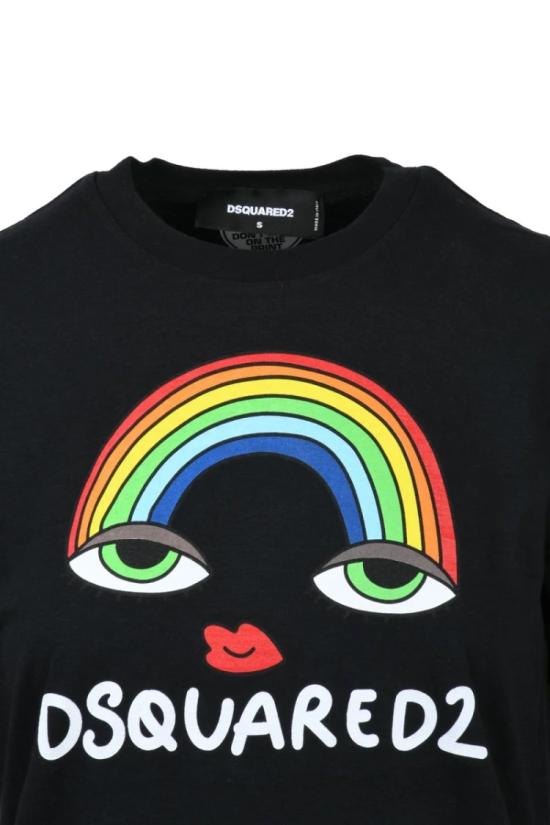 25SS 디스퀘어드2 반팔 티셔츠 편안한 핏의 블랙 티셔츠 - DSQUARED2