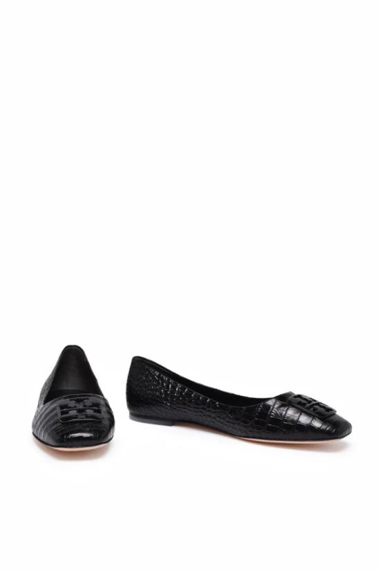  토리버치 플랫 슈즈 질감이 있는 가죽 발레리나 슈즈 - TORY BURCH