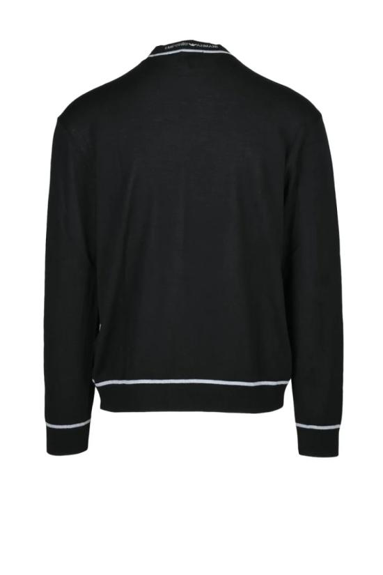  엠포리오 아르마니 스웨터 고급 버진 울 니트 스웨터 - 블랙 - EMPORIO ARMANI