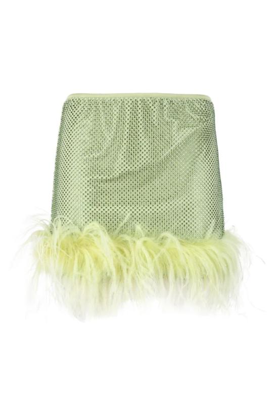  파트리지아페페 숏 스커트 깃털 장식이 있는 질감 있는 녹색