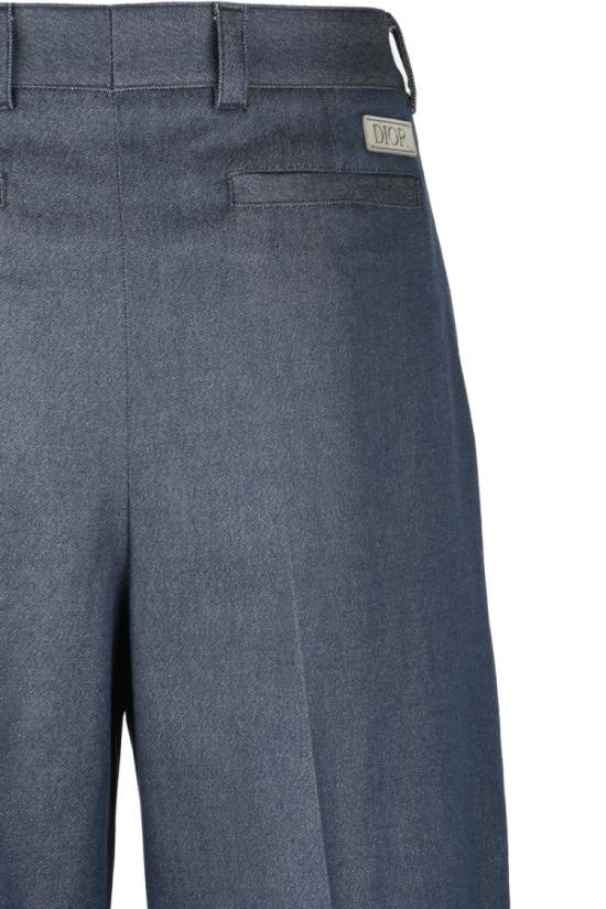  디올 팬츠 면 캐시미어 엘라스테인 혼방 바지 - 블루 - DIOR