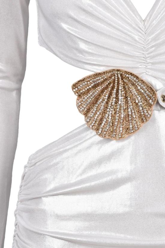 25SS Alma Sanchez 롱 원피스 긴 주름 장식 드레스 - 펄 그레이 - OTHER BRANDS